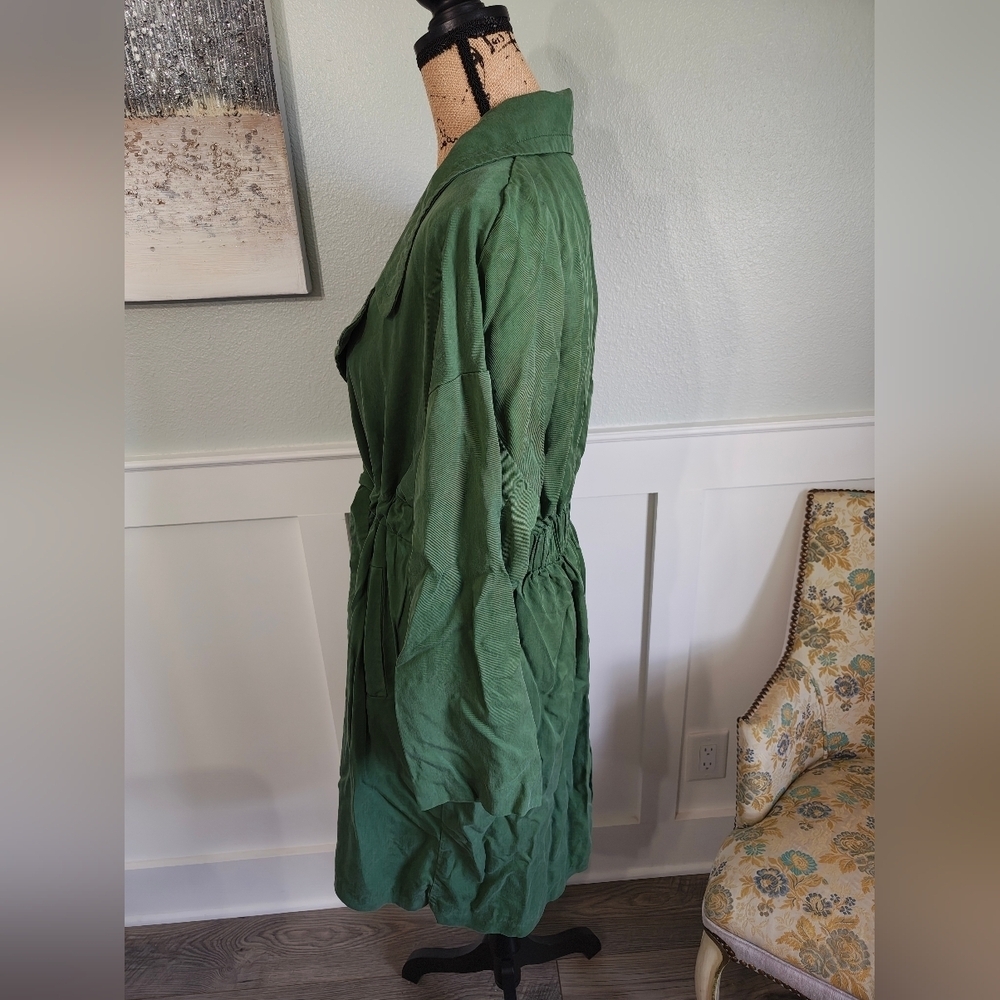 Zara Basic Outerwear Forest Green Belted Trench Coat XL - Picture 2 of 5